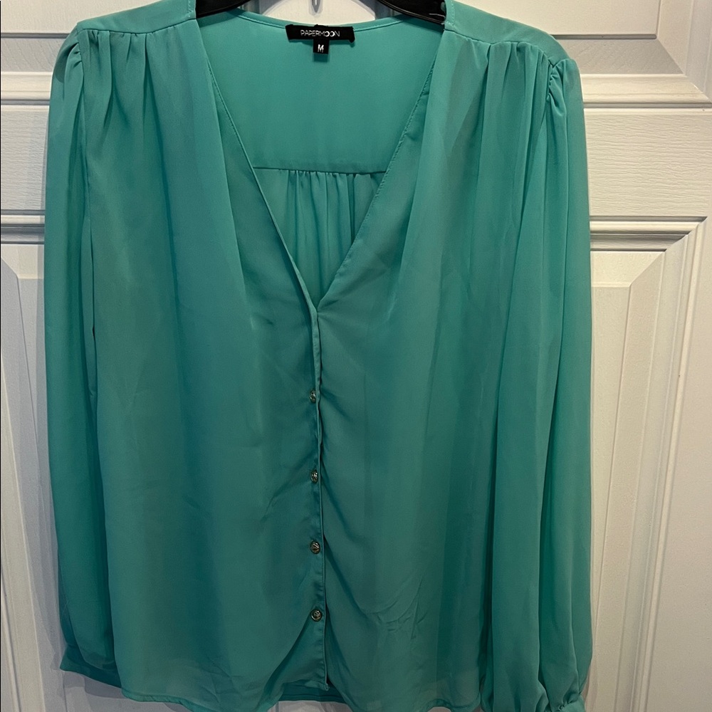 Papermoon Aqua Button-Down Blouse